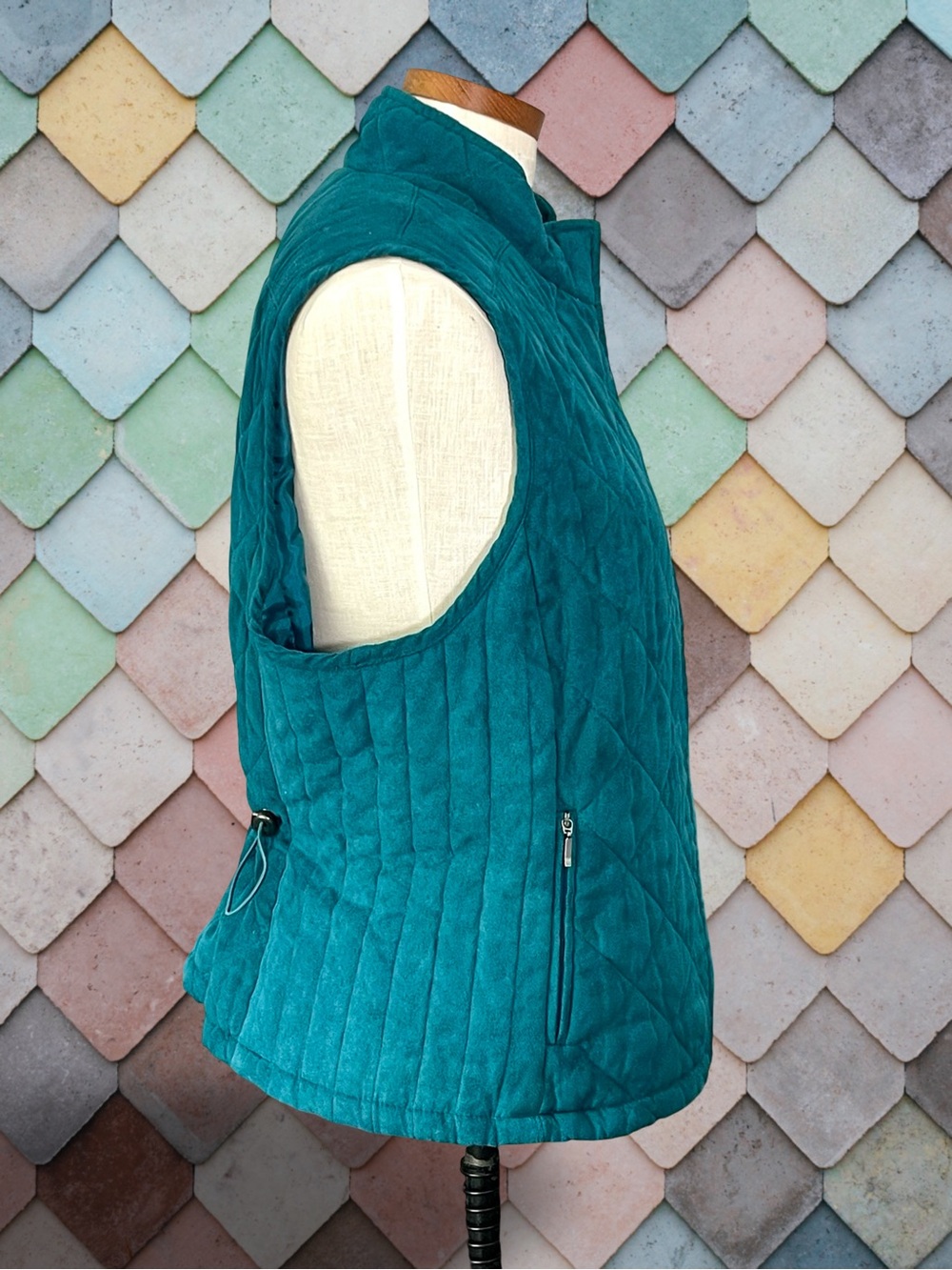 Croft & Barrow Teal Full Zip Quilted Vest SzXLPetite with Pockets - Picture 2 of 9